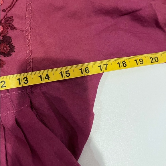 Y2K VAC Red Boho Embroidered Lace Up Floral Tunic Top XS witchy whimsical 90s - Picture 8 of 9